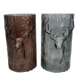 GLASS VASE / CANDLE HOLDER REINDEER GREY GLASS VASE / CANDLE HOLDER REINDEER GREY