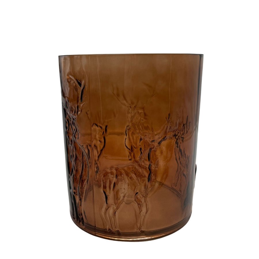 GLASS VASE / CANDL EHOLDER  REINDEER AMBER