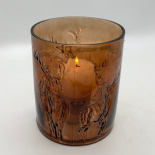 GLASS VASE / CANDL EHOLDER REINDEER AMBER GLASS VASE / CANDL EHOLDER REINDEER AMBER