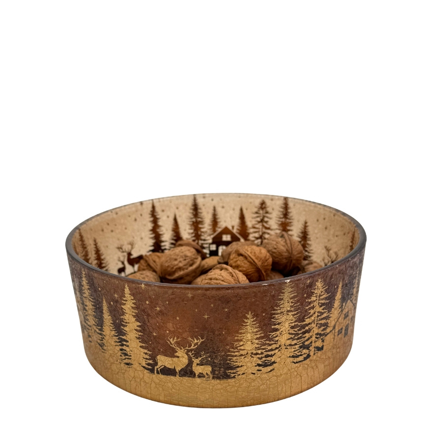 CANDLE HOLDER LOW BOWL FORESTLIGHT BRONCE
